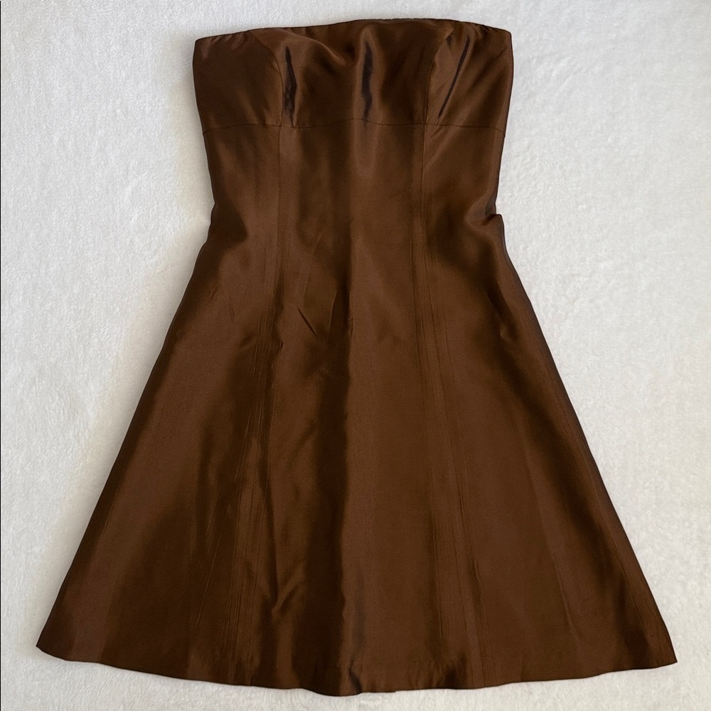 {VTG} Vera Wang | Strapless Bronze Taffetta Dress (6) - Picture 16 of 16